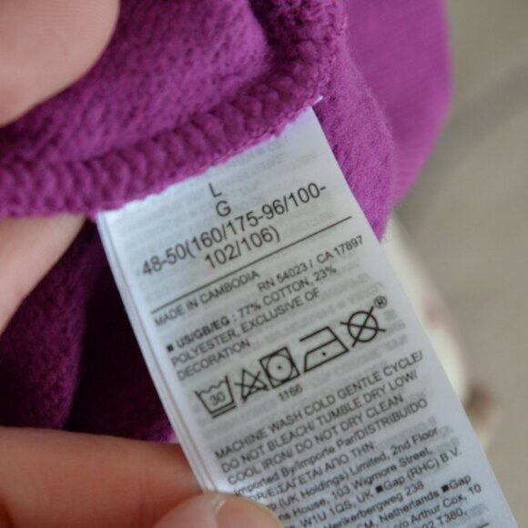 NWT Gap Vintage Soft Cropped Full-Zip Hoodie Rose Pink Verbana Sz L - Picture 7 of 7